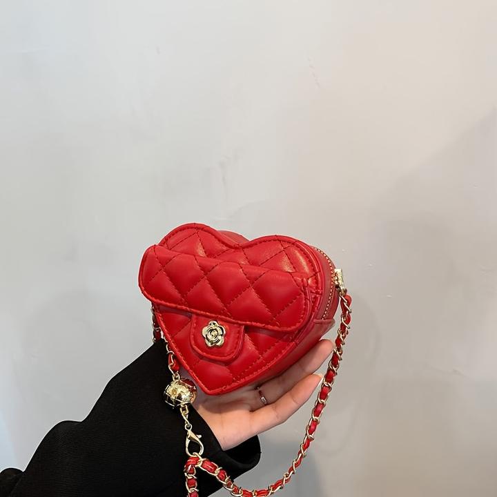 Immagine prodotto Only-Bags.Store Mini borsa a tracolla a forma di cuore, borsa in pelle PU ricamata alla moda, accessorio carino e