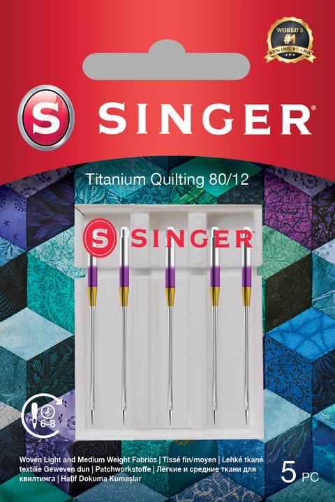 Singer TITANIUM QUILTING sewing machine needle, 80/12, pack of 5