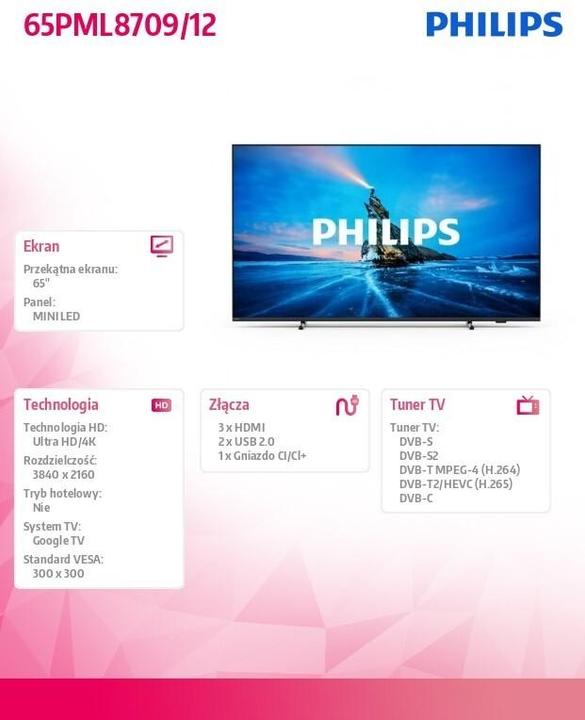 Produktbild Philips 65PML8709-12 Smart TV 65-Zoll 4K (65", Mini-LED, 4K)