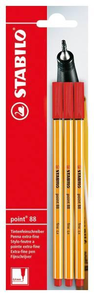 Produktbild STABILO Fineliner - point 88 - 3er Pack - rot (Rot, 3 x)