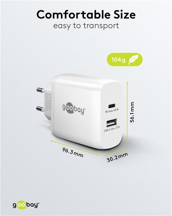 Actual product image Goobay USB-C PD Dual Quick Charger 65 W white (65 W)