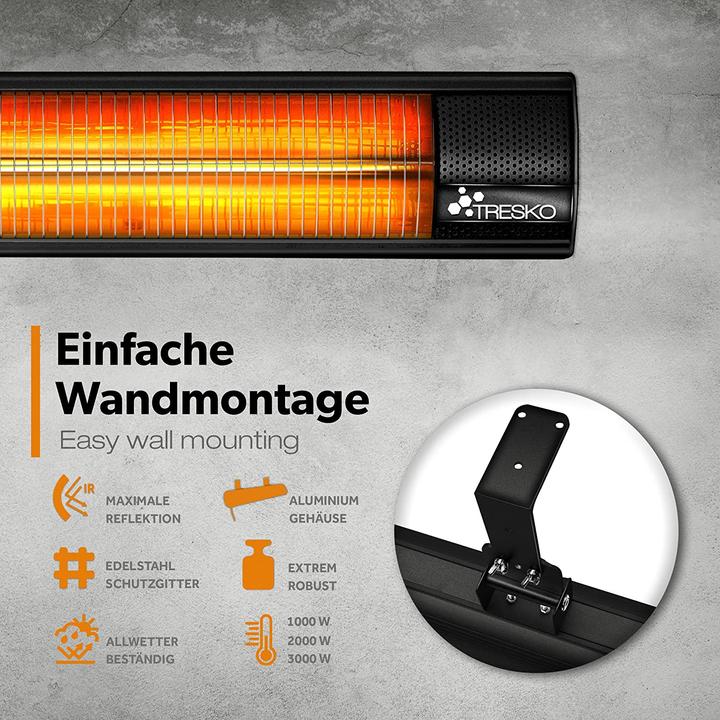Produktbild Tresko Infrarot Heizstrahler, schwarz