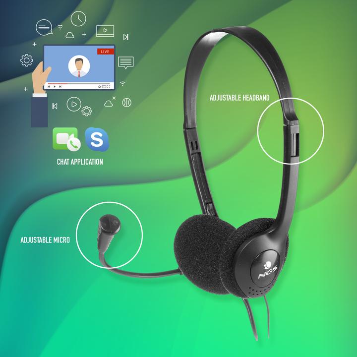 Produktbild NGS Headphone Headset Connector 3.5mm Ms 103 Pro Black (ANC, Kabelgebunden)