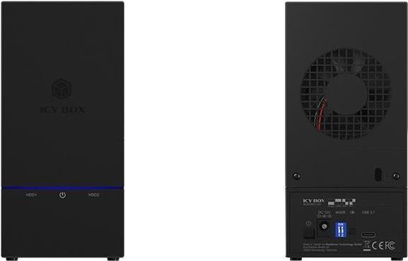 Produktbild Icy Box IB-RD3621-C31 Externes 2-Bay-RAID-Gehäuse für 2x 2,5-Zoll- oder 3,5-Zoll-SATA-Laufwerke (2.5", 3.5")