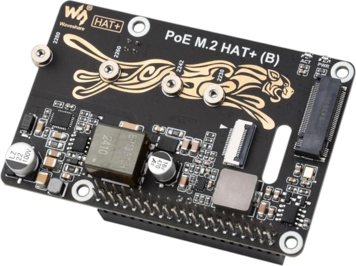 Image du produit WaveShare PCIe auf M.2 SSD HAT+ (B) mit PoE für Raspberry Pi 5