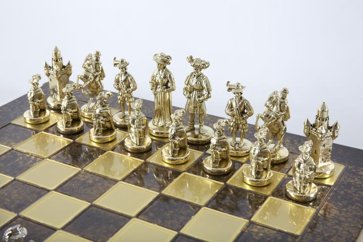Produktbild Schachset Gold-Silber + braunes Schachbrett