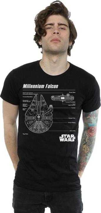 Immagine prodotto Star Wars Millennium Falcon Blueprint Maglietta Uomo (XL)