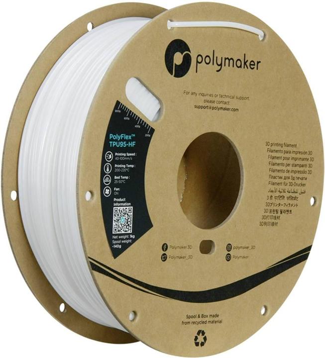 Image du produit Polymaker PolyFlex TPU95-HF V2 - Blanc - 2.85mm (TPU, 2.85 mm, 1000 g, Blanc)