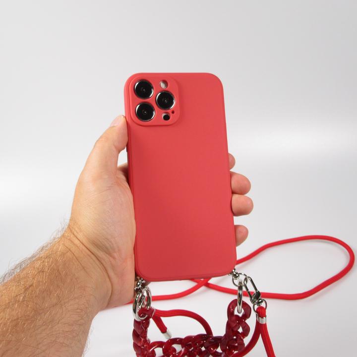 Produktbild PhoneLook Hülle Silikon Gel mit Umhänge Seil & Dekoration Stein Kette (Apple iPhone 13 Pro Max)