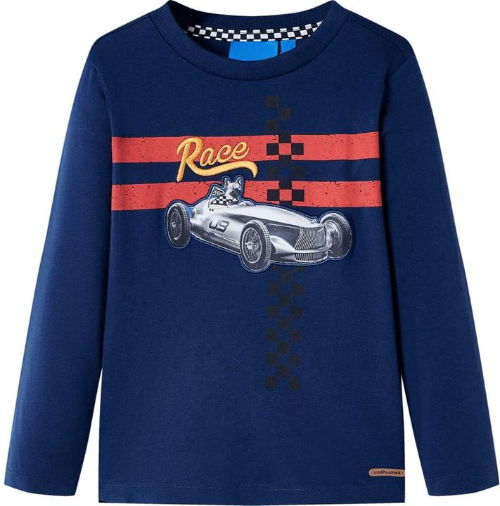 VidaXL Kinder-Langarmshirt Marineblau 104,Material: 100 (104)