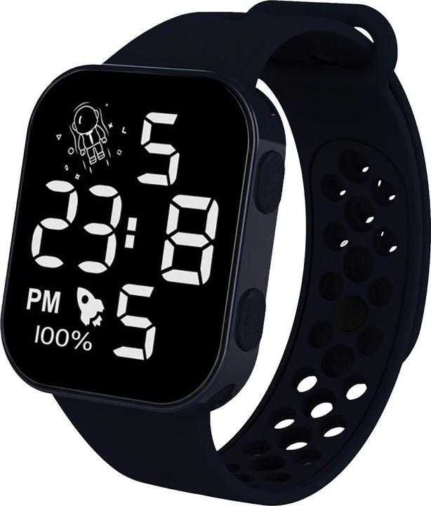 Produktbild Cbx Fashion LED-Digitaluhr mit Silikonarmband 12-Stunden-Anzeige Dunkelblau (Digitaluhr, 39 mm)