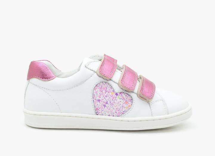 Actual product image Benjie Montreux velcro Kid White Fuchsia glitters (32)