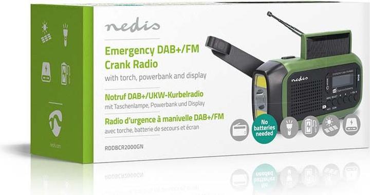 Produktbild Nedis Notfallradio | Tragbare Ausführung | DAB+ / FM | Batteriebetrieben / Handkurbel / Solar Powere (DAB+, FM)