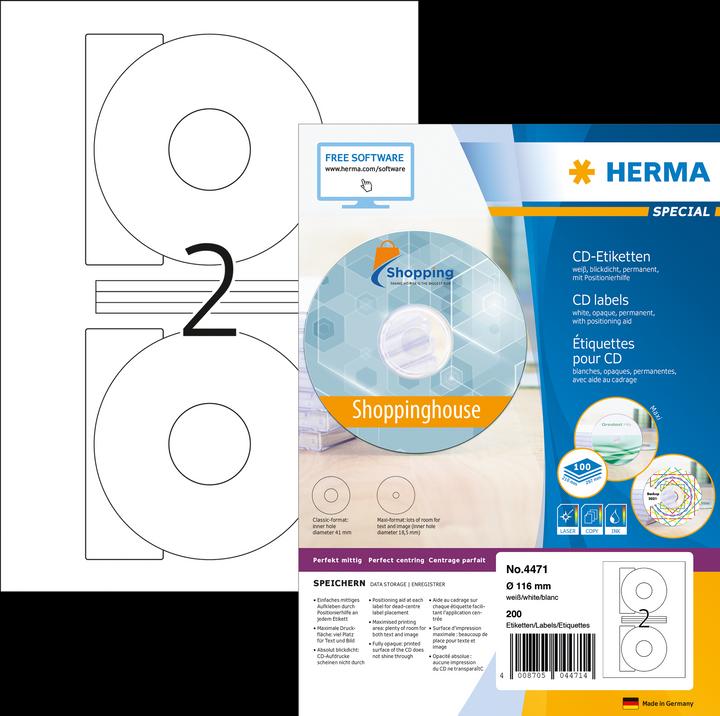 Productafbeelding HERMA CD-etiketten A4