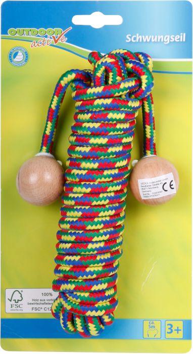 Outdoor Active OA Corde d'élan avec boules en bois, longueur 5m (500 cm)