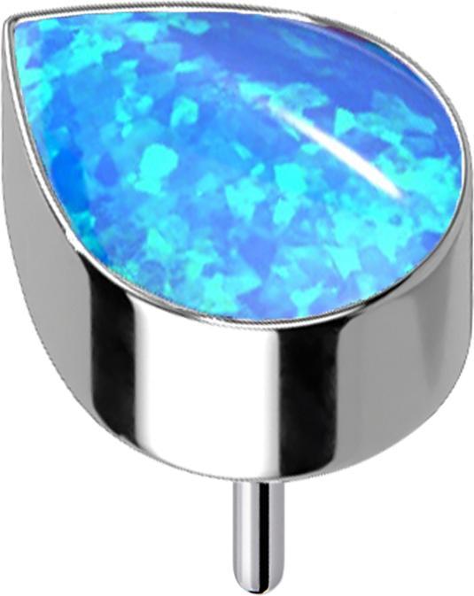 Actual product image Star Piercing Threadless silver with drop opal blue (Titanium G23, without brass)