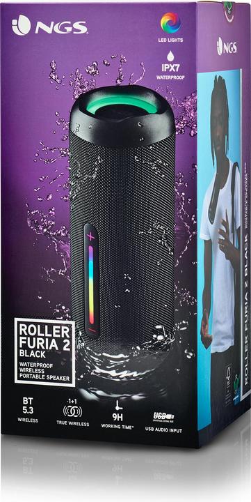 Immagine prodotto NGS Enceinte Nomade Bluetooth Roller Furia 2 (Noir) (9 h, Batteria ricaricabile)