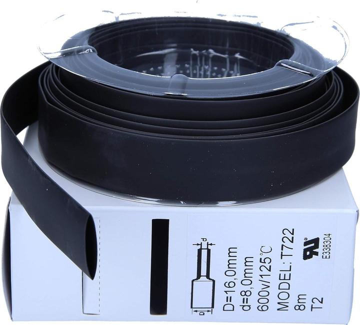 Actual product image Kalitec 8m Schrumpfschlauch schwarz I 2 : 1 I von 16mm auf 8mm I Wasserdicht nach IP67 I Industriequalität (1 x)
