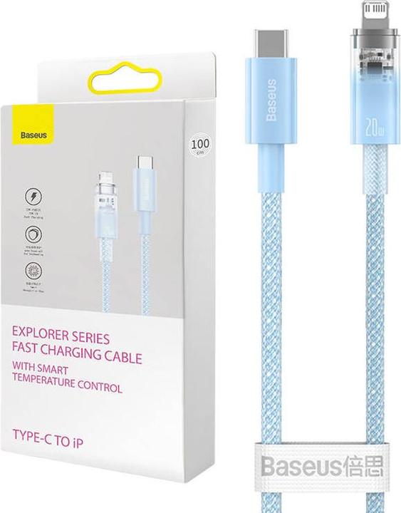 Actual product image Baseus Fast Charging cable USB-C to Lightning Explorer Series 2m, 20W (blue) (2 m)