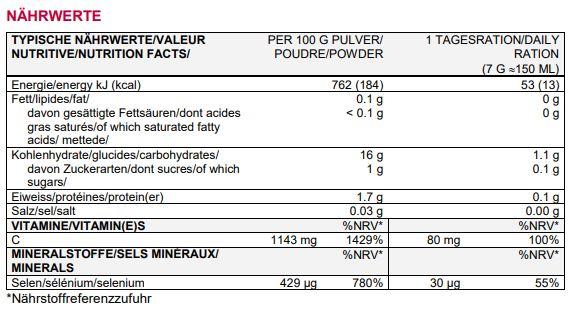 Nutritional values and ingredients Sponser Nitroflow Performance (10 Piece, Powder, 70 g)