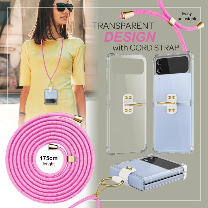 Image du produit Nalia Étui rigide transparent avec chaîne à porter autour du cou