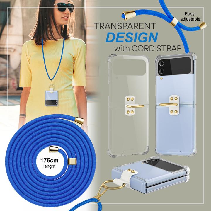 Image du produit Nalia Étui rigide transparent avec chaîne à porter autour du cou