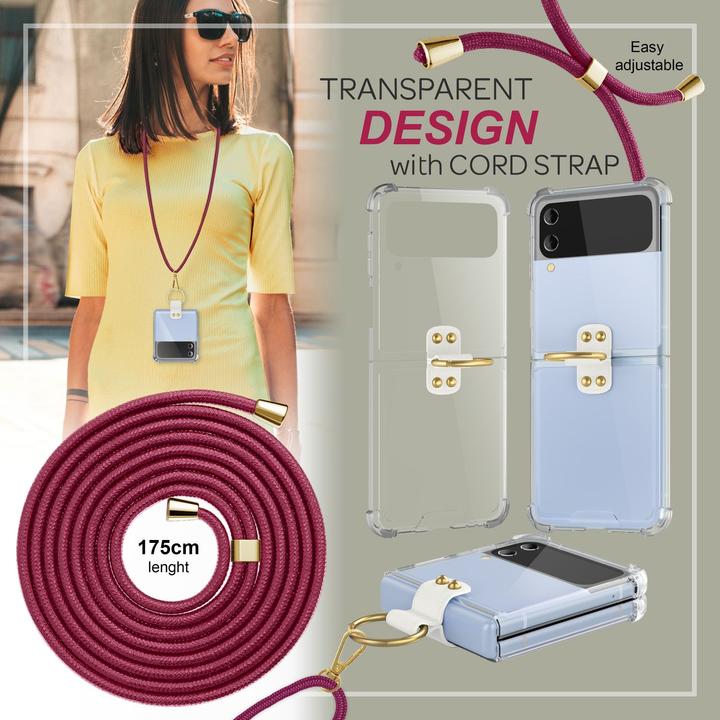 Image du produit Nalia Étui rigide transparent avec chaîne à porter autour du cou