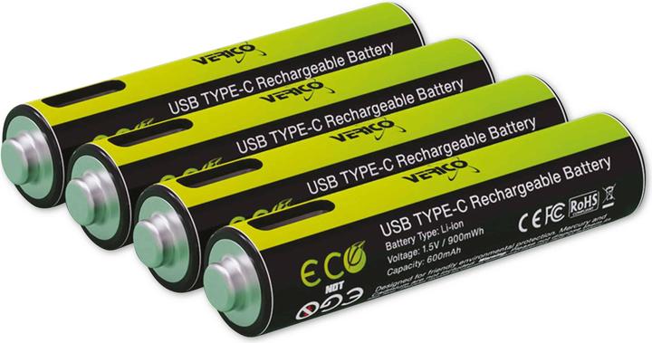 Actual product image Verico LoopEnergy Li-Ion battery AAA900, USB-C, 2-pack retail (2 pcs., AAA, 600 mAh)