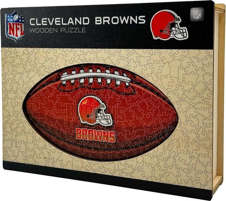 Actual product image Iconic NFL - Cleveland Browns– Football with Logo - Wooden Puzzle Size L (500 pieces) (500 pieces)