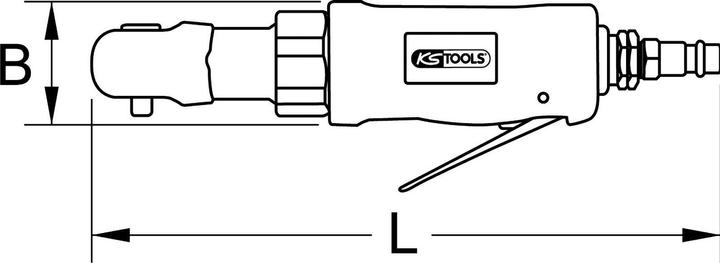 Actual product image KS Tools SlimPOWER mini air ratchet, max. 6.3 bar (90 psi), 1/2" (1/2")