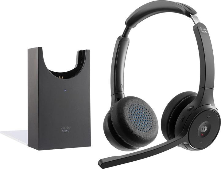 Produktbild Cisco Headset 722 Wireless Dual+Stand Carbon Black Usba Bundle (Kabellos, USB-A)