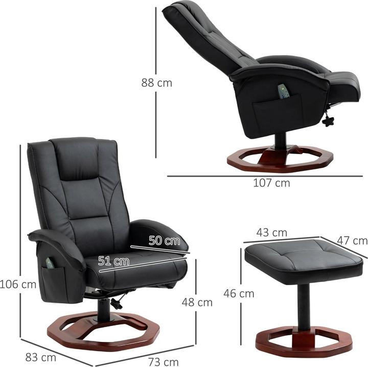 Produktbild Swisshandel24 Relaxsessel mit Hocker, drehbarer Fernsehsessel, TV-Sessel mit Liegefunktion, Ruhesessel, Liegesesse