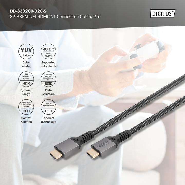 Produktbild Digitus 8K HDMI Ultra High Speed Anschlusskabel (2 m, HDMI)