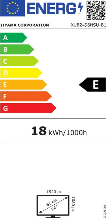 Energy Label iiyama ProLite XUB2496HSU-B1 (1920 x 1080 pixels, 23.80")