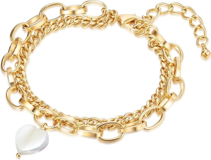 Lulu & Jane Damen Messing Perlmutt gelbgold - 29463 (19 cm, Messing)