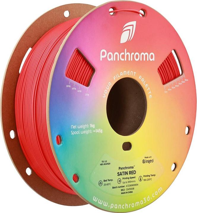 Actual product image Polymaker Panchroma™ PLA Satin (PLA, 1.75 mm, 1000 g, Red)