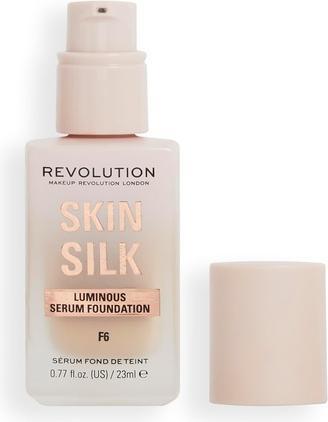 Makeup Revolution Skin Silk Serum Foundation Light to Medium Coverage with Hyaluronic Acid 23ml F6 (F6)