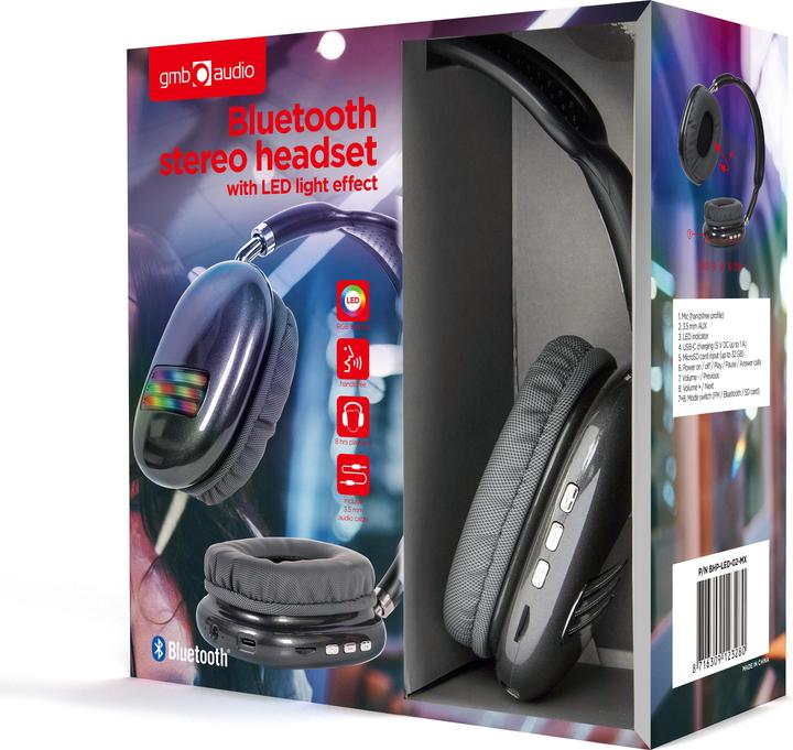 Produktbild Gembird Bluetooth stereo LED headset (8 h, Kabelgebunden)