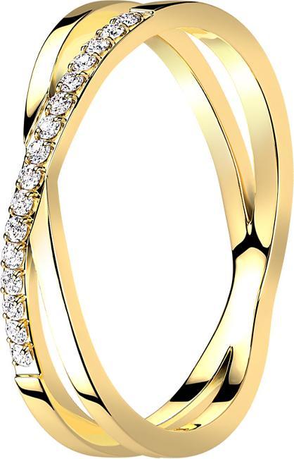 Star Piercing Ring vergoldet Kreuz X mit Kristallen