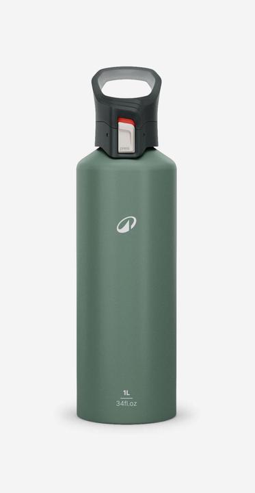 Quechua Trinkflasche Aluminium Schnellverschluss Wandern - 500 1 l grün (1 l)