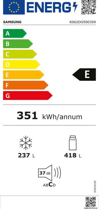 Label énergétique Samsung Food Center RS5000, 655l (655 l)
