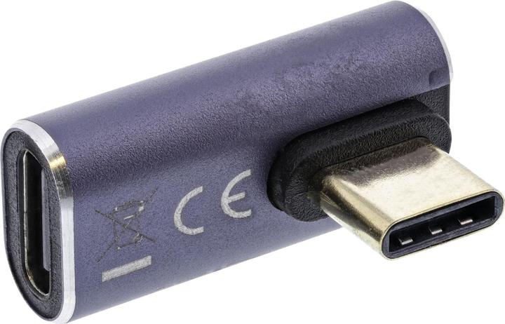 Productafbeelding InLine ® USB4 adapter, USB type-C stekker/aansluiting verticaal haaks rechts/links, aluminium, grijs (USB Type-C, 24 cm)