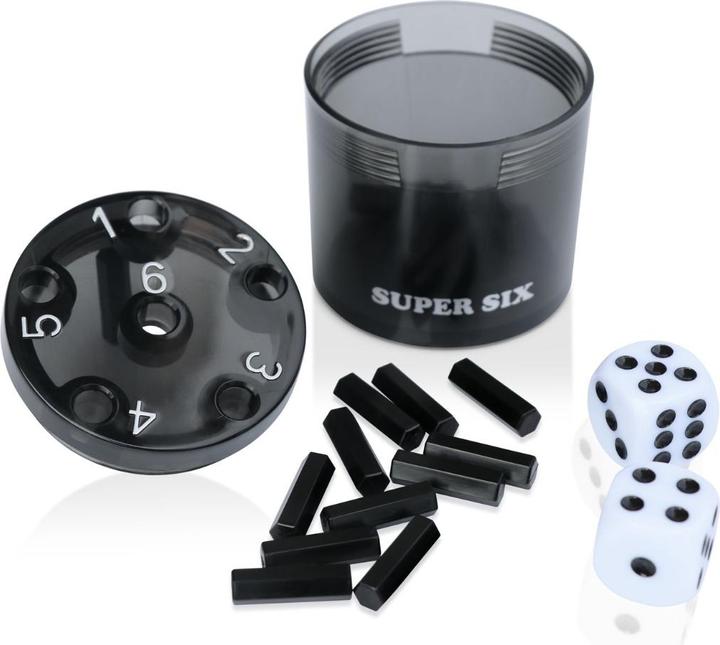 Bestsaller 3013 SUPER SIX Würfelspiel ABS Kunststoff, auch für die Reise, 36 Spielstäbchen & 2 Würfe (German, Spanish, French, Czech, Hungarian, Italian, English, Slovak)