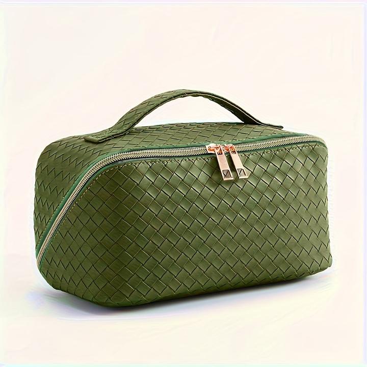 Actual product image Only-Bags.Store Spacious waterproof faux leather make-up bag with handle - portable travel cosmetics organiser with