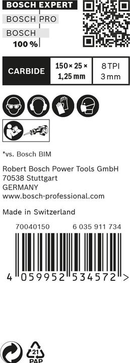 Immagine prodotto Bosch Professional Zubehör Lama per sega alternativa EXPERT 'Thick Tough Metal' S 955 CHC, 10 pezzi