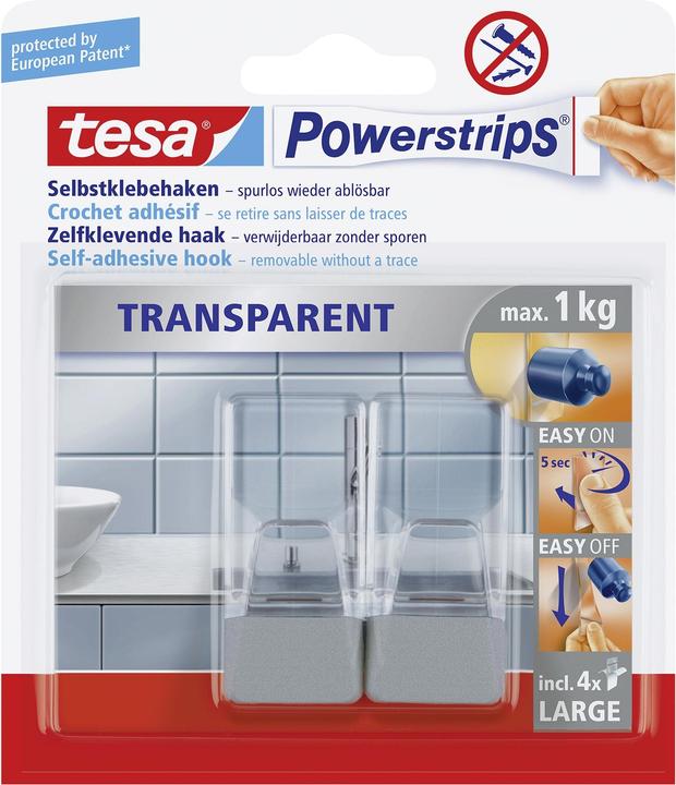 Actual product image tesa Powerstrips Transparent Deco Hook LARGE
