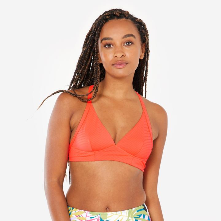 Image du produit Olaian Haut de maillot brassière texturé surf Femme - Bea orange fluo (80)