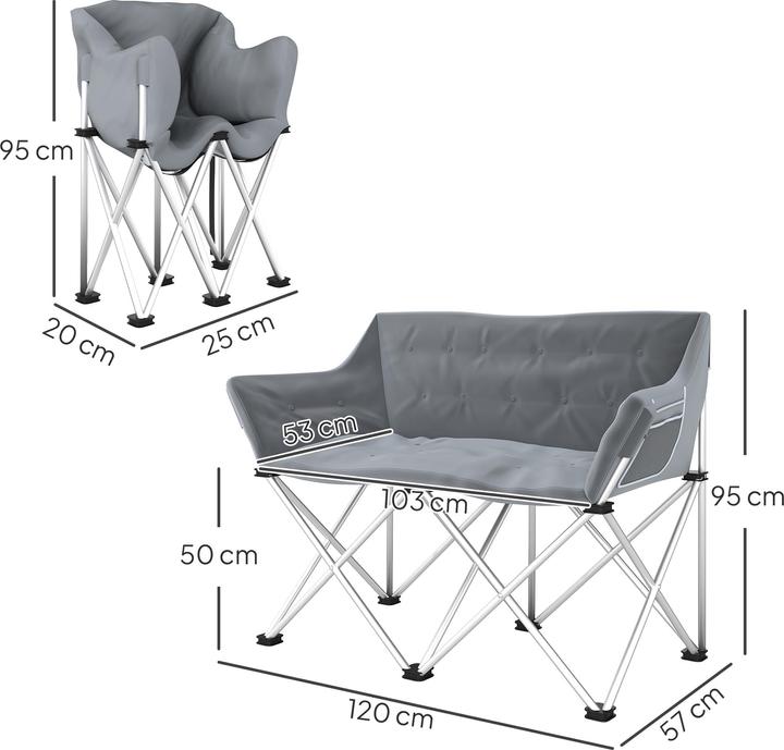 Immagine prodotto Outsunny Campingstuhl Metall, Oxfordstoff Grau