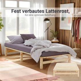 Produktbild Homestyle4u Palettenbett mit Matratze & Lattenrost (90 x 200 cm)