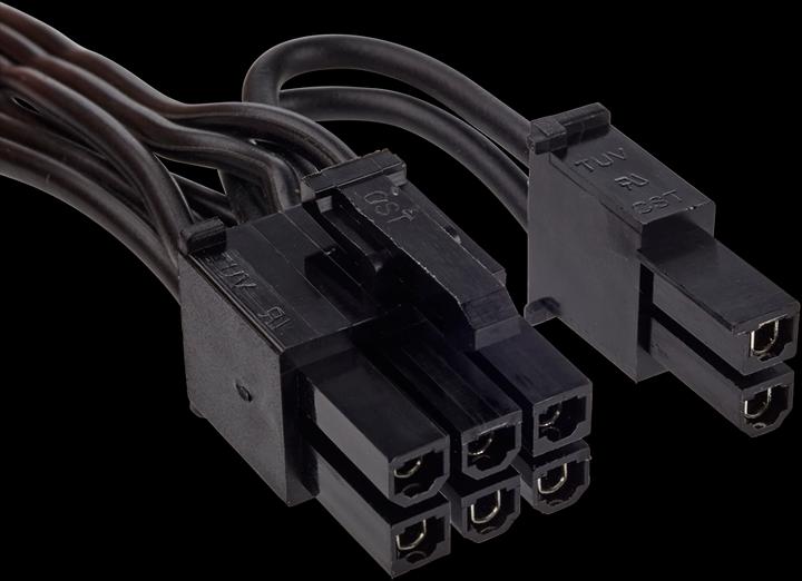 Actual product image Corsair Type 3 Flat Black Ribbon Cable PCIe 6+2 pin, dual connectors, Compatible with all type 3 pin out...